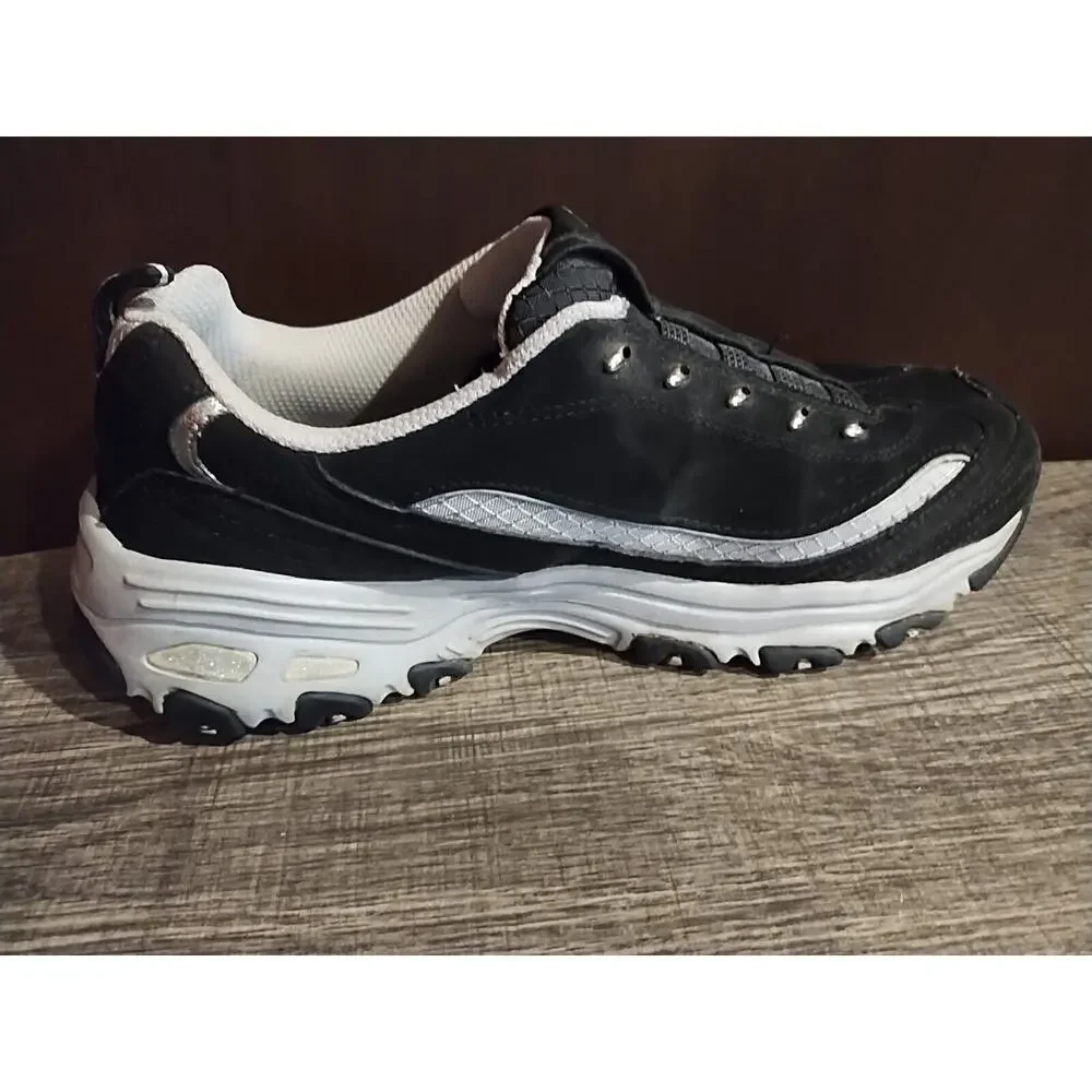 💕Skechers Shoes D'Lites Black silver Leather Slip On #11591 Women's 9 sparkle - Picture 5 of 10